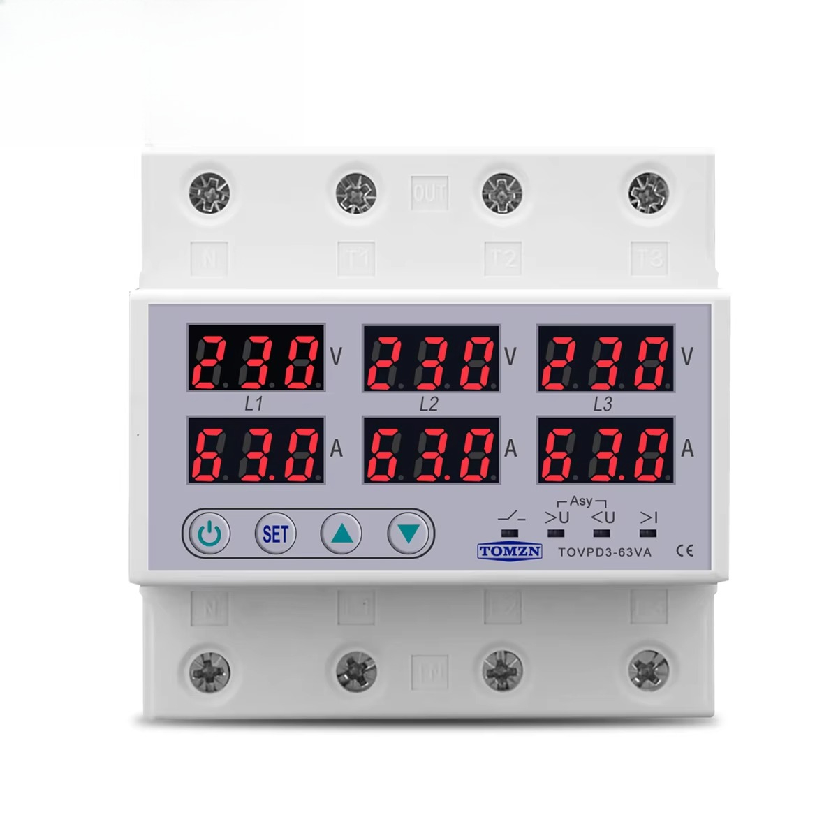 Din Rail Circuit Breaker - 3상 3P+N 딘 레일 전압계 전류계